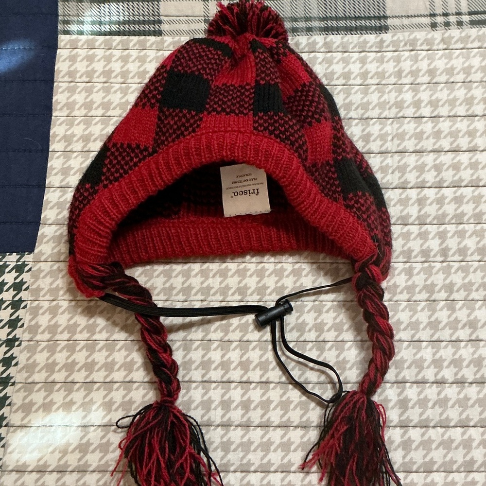 Red and Black Plaid Dog Winter Hat by Frisco